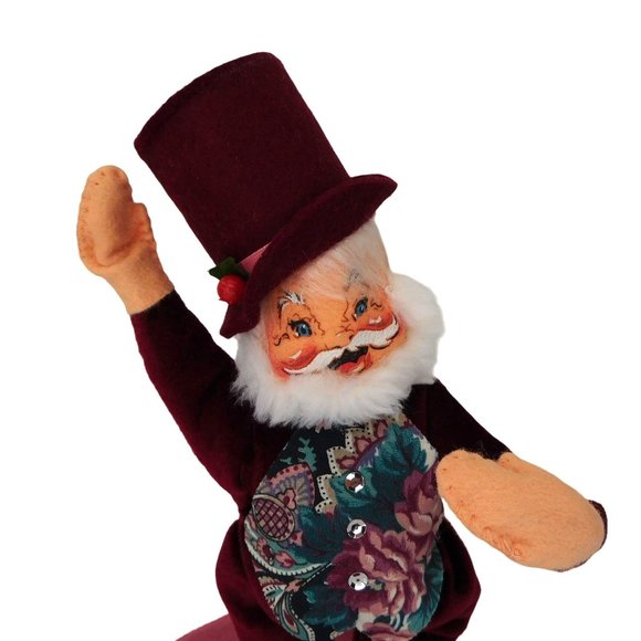 Vintage Annalee Victorian Mr and Mrs Santa Claus Burgundy Velvet 1993 - Picture 4 of 9